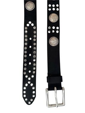 Honest  Black Leather Studded Coin Belt Size 36